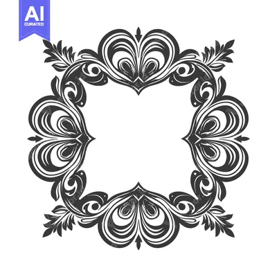Aset premium populer: Ornate Black and White Floral Frame