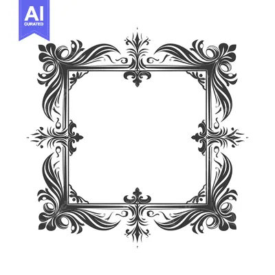 Aset desain premium: Ornate Black and White Floral Frame
