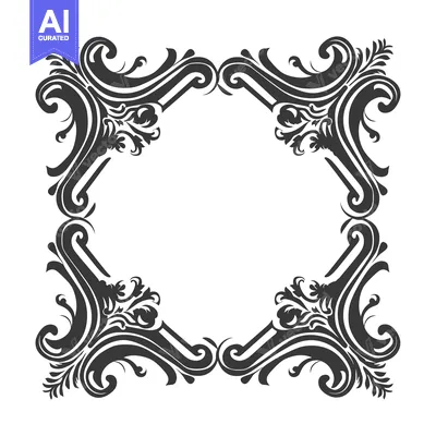 Premium design asset: Ornate Black and White Floral Frame