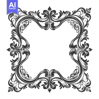 Aset premium populer: Ornate Black and White Floral Frame