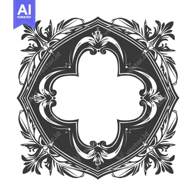 Popular premium asset: Ornate Black and White Floral Frame with a Center Space