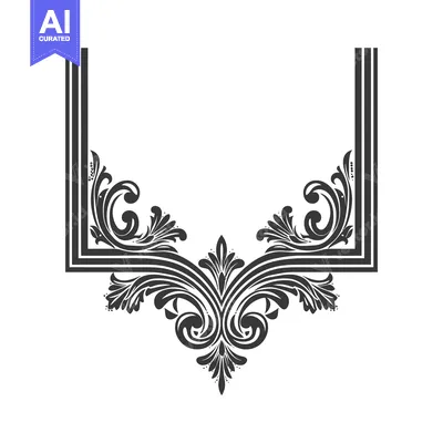 Aset premium populer: Ornate black and white floral frame with double vertical lines