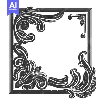 Popular premium asset: Ornate Black and White Floral Frame with Square Border