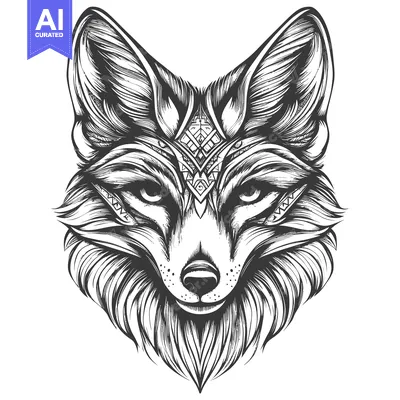 Popular premium asset: Ornate Black and White Fox Head with Geometric Design