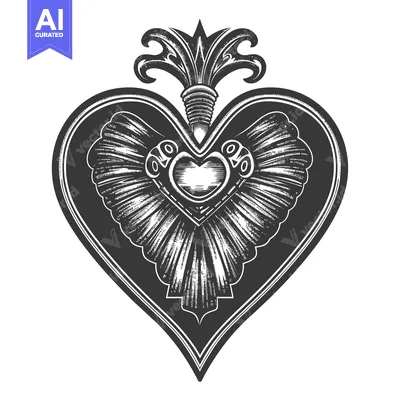 Popular premium asset: Ornate Black and White Heart with a Smaller Heart Inside
