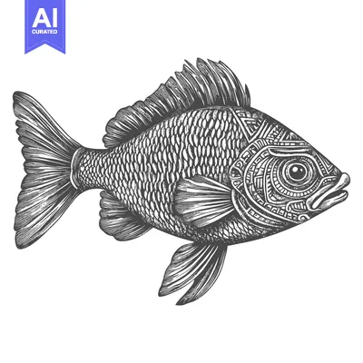 Aset premium populer: Ornate Black and White Illustration of a Fish