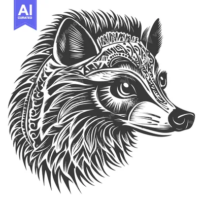 Aset premium populer: Ornate Black and White Illustration of an Animal's Head