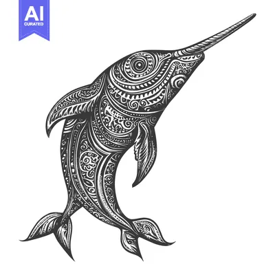 Popular premium asset: Ornate Black and White Illustration of a Swordfish