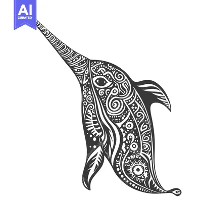 Popular premium asset: Ornate Black and White Illustration of a Swordfish