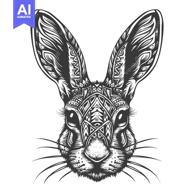 Popular premium asset: Ornate Black and White Rabbit Head with Geometric Patterns