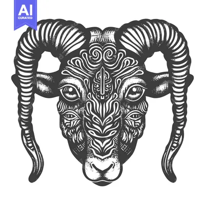 Popular premium asset: Ornate Black and White Ram Head Illustration