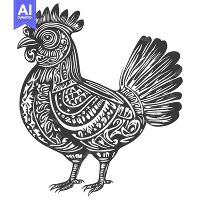 Popular premium asset: Ornate Black and White Rooster Illustration