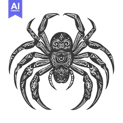 Premium design asset: Ornate Black and White Spider Illustration