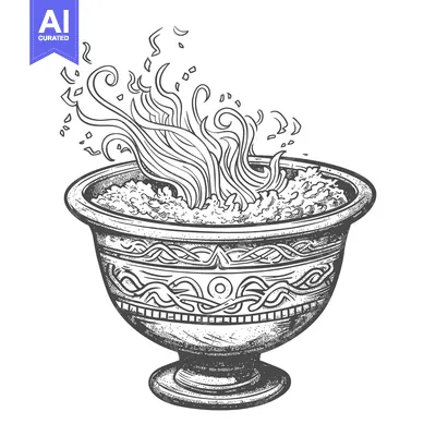 Aset premium populer: Ornate bowl with swirling smoke, etched with celtic knotwork