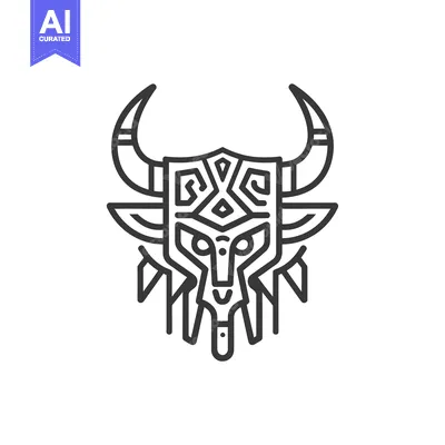 Popular premium asset: Ornate Bull Mask with Geometric Design and Feathers