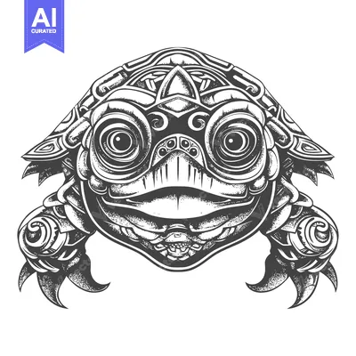Aset premium populer: Ornate Cartoon Turtle with Smiling Face and Claws