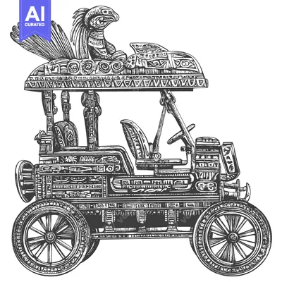 Aset premium populer: Ornate Car with a Feathered Bird on Top