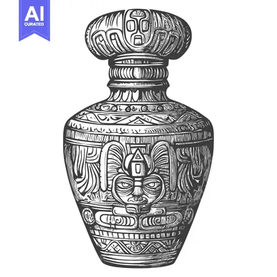 Ornate Ceremonial Vessel with Intricate Carvings