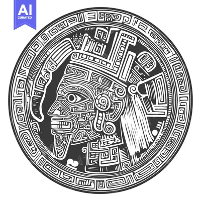 Premium design asset: Ornate Circle with Stylized Head in Profile