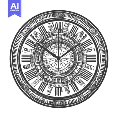 Aset desain premium: Ornate Clock Face with Detailed Intricate Design