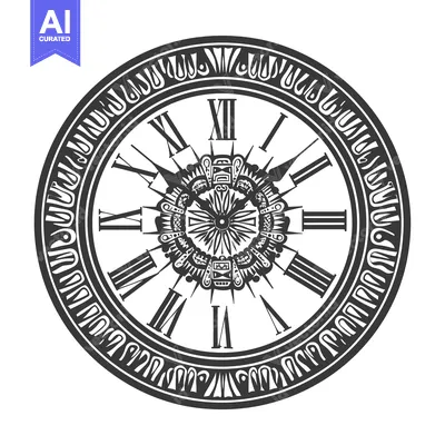 Aset premium populer: Ornate Clock Face with Roman Numerals and Intricate Design