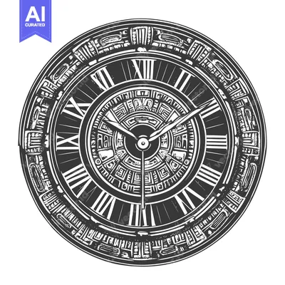 Aset desain premium: Ornate Clock Face with Roman Numerals and Intricate Design