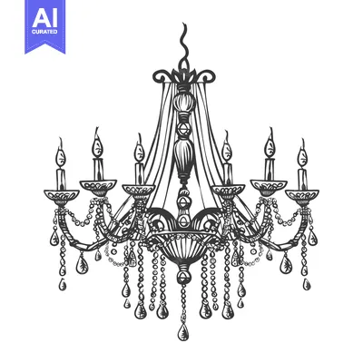 Ornate Crystal Chandelier with Six Candle Holders