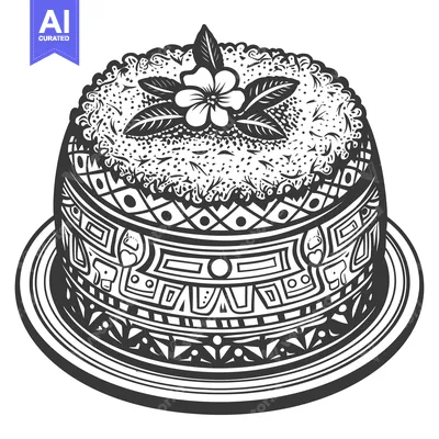 Aset desain premium: Ornate Decorated Cake with Flower Topping