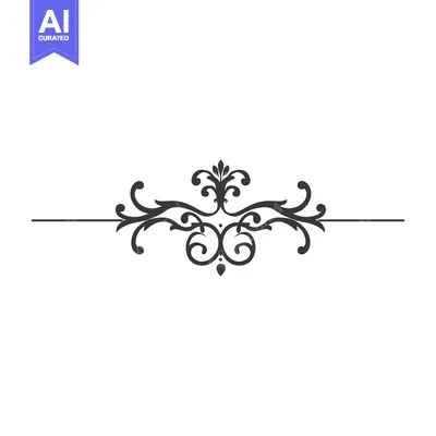 Aset desain premium: Ornate Decorative Design with Swirls and a Horizontal Line
