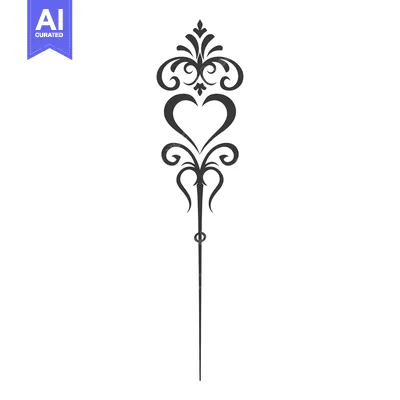 Premium design asset: Ornate Decorative Element with Heart Shape and Floral Motifs