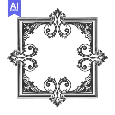 Aset desain premium: Ornate Decorative Frame with Swirls and Flourishes