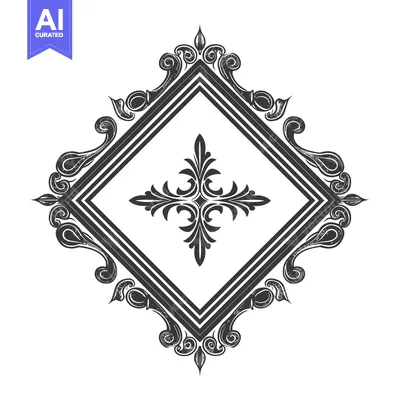 Aset desain premium: Ornate Diamond Frame with Floral Detail