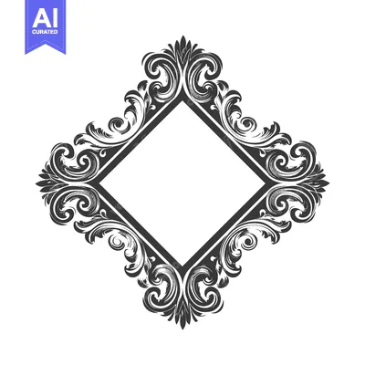Premium design asset: Ornate Diamond-Shaped Frame with Floral Motifs