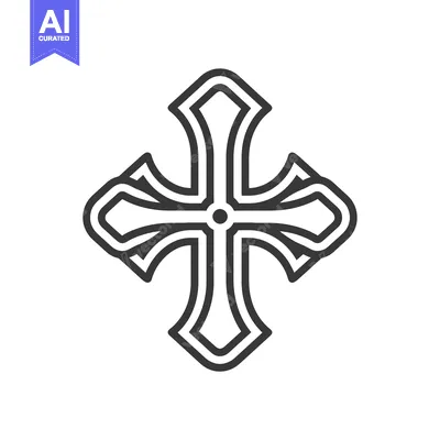 Ornate Double-Line Cross with Rounded Corners