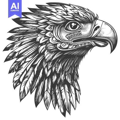 Aset premium populer: Ornate Eagle Head with Detailed Feathers and Eye