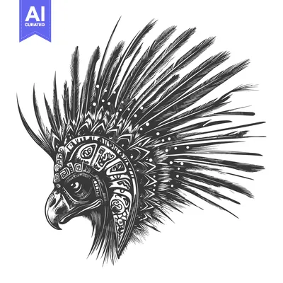 Aset premium populer: Ornate Eagle Head with Feathered Crest