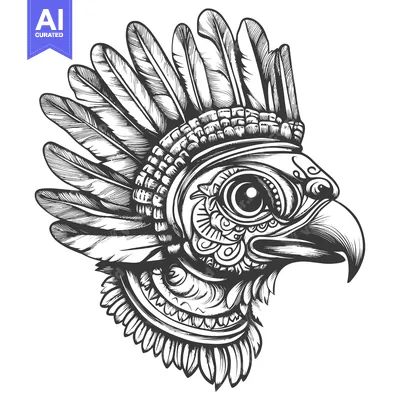 Aset premium populer: Ornate Eagle Head with Feathers and Decorative Detailing