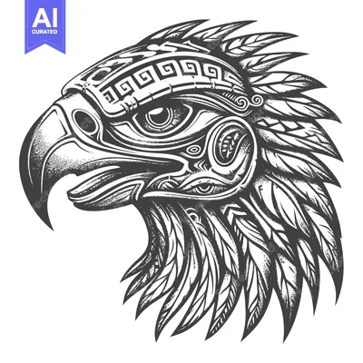 Aset desain premium: Ornate Eagle Head with Geometric Pattern