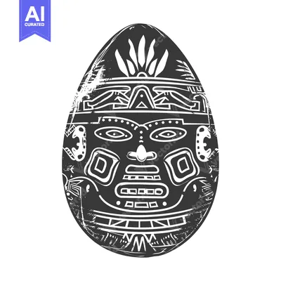 Aset desain premium: Ornate Egg with Tribal Face Design