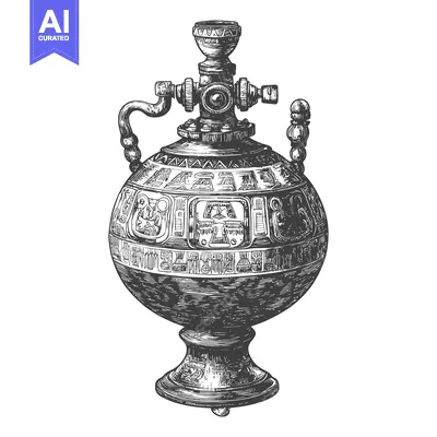 Ornate Engraved Ancient Vessel with Intricate Patterns