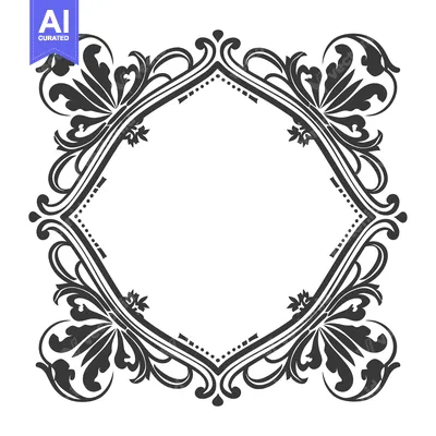 Aset premium populer: Ornate Floral Design Forming a Square Frame