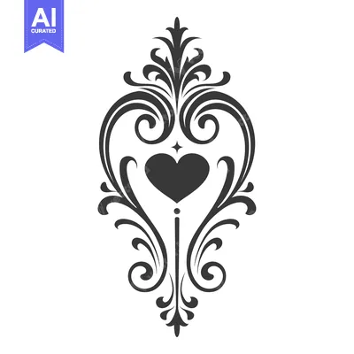 Aset premium populer: Ornate Floral Design with a Heart in the Center