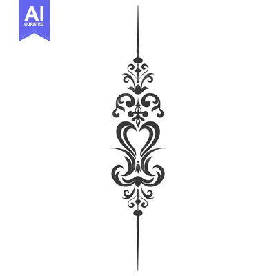 Aset desain premium: Ornate Floral Design with a Vertical Axis