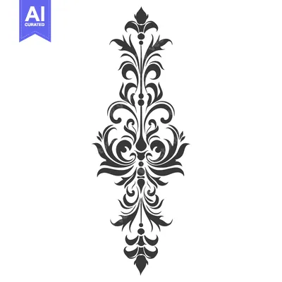 Aset desain premium: Ornate Floral Design with Intricate Swirls and Curls