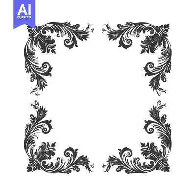 Aset desain premium: Ornate Floral Frame Design with Swirls and Leaves