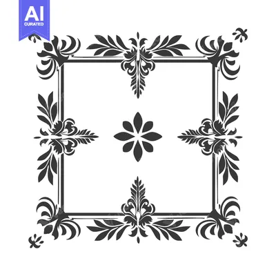 Aset premium populer: Ornate Floral Frame with a Central Flower Design