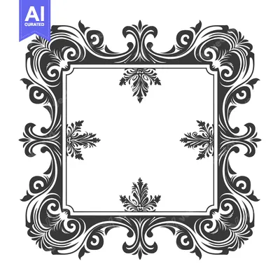 Aset premium populer: Ornate Floral Frame with a Square Center