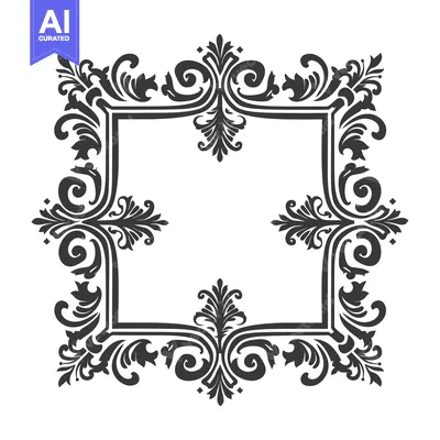 Aset premium populer: Ornate Floral Frame with Square Inner Border