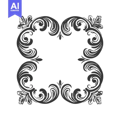 Aset desain premium: Ornate Floral Frame with Swirls and Leaves