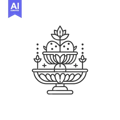 Ornate Fountain with Two Heart-Shaped Bowls and Flower Design